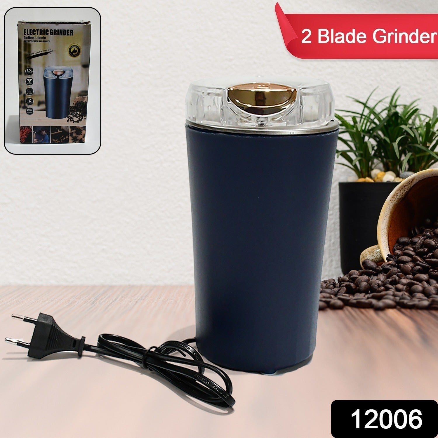 12006 Mini Mixer, Small Blander, powerful Mini Grinder, Electric Coffee Bean Grinder Machine Portable Grinder for Home and Office 1.5L Capacity, 200w (2 Blade Grinder) 12006 Mini Mixer, Small Blander, powerful Mini Grinder, Electric Coffee Bean Grinder Machine Portable Grinder for Home and Office 1.5L Capacity, 200w (2 Blade Grinder)